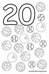 Coloring Number Twenty Pages Balls Numbers Outline Al Números Clipart Template Colouring 19 Color Sheets Flashcards Preschool Teaching Printable Aids sketch template