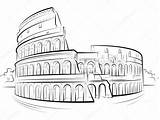 Colosseum Rome Drawing Italy Stock Simple Vector Roma Coliseu Do Sketch Coloring Template Colosseo Pages Travel Cityscape Desenhos Visit Choose sketch template