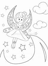 Moon Coloring Fairy Pages Template sketch template