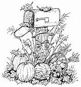 Coloring Pages Autumn Fall Harvest Pumpkins Adult Thanksgiving Mailbox Scene Rubber Halloween Stamp Northwoods Pumpkin Sheets Stamps P759 Drawings Ebay sketch template