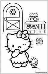 Kitty Hide Hello Playing Seek Pages Coloring Color sketch template