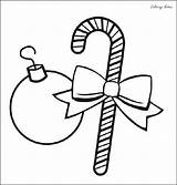 Christmas Ornaments Coloring Pages Printable Candy Cane sketch template