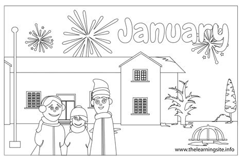 coloring page outline months january  learning site