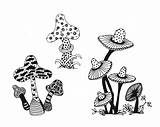 Coloring Pages Mushrooms Adult Adults Zentangles Choose Board Printable Fungi Doodle Colouring sketch template