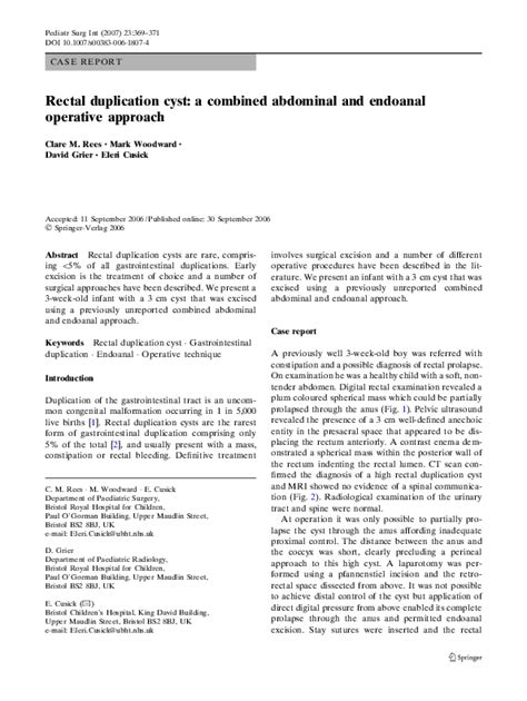 pdf rectal duplication cyst a combined abdominal and endoanal