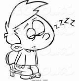 Coloring Awake Exhausted Outlined Tired Toonaday Sleepyhead Groggy Leishman Vecto sketch template