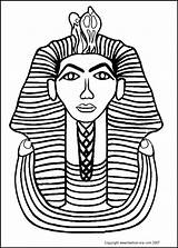 King Tutankhamun Tut Ancient Drawing Egypt Coloring Pharaoh Colouring Mask Sketch Pages Egyptian Draw Sarcophagus Costume Tomb Fashion Kids Nefertiti sketch template