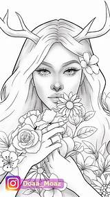 Coloring Pages Girl Drawings Girls Drawing Outline Colouring Face Sketch Printable Fantasy Cute Sketches Simple Premium Portrait sketch template
