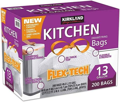 Kirkland Signature Expect More Flex Tech 13 Gallon Kitchen Trash Bags