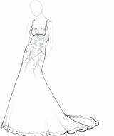Coloring Dress Pages Wedding Dresses Drawing Fashion Barbie Girls Dressed Beautiful Adults Simple Getting Jar Models Mason Printable Template Color sketch template