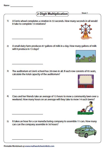 digit   digit multiplication word problems worksheets  oralia