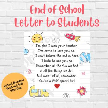 teacher goodbye letter  kids teacher   school letter printable