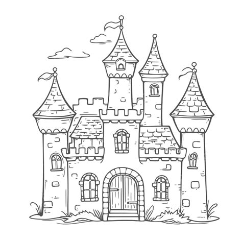 castle coloring page adult coloring pages  outline sketch drawing