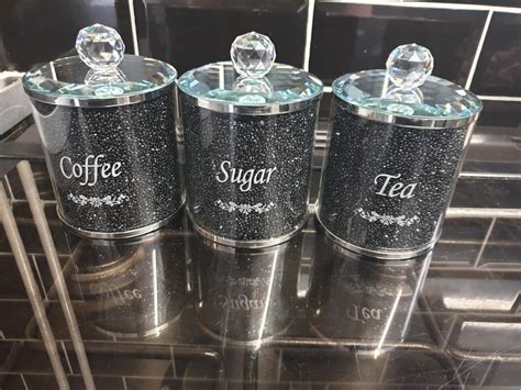 crushed crystal tea coffee sugar canisters  tn hastings