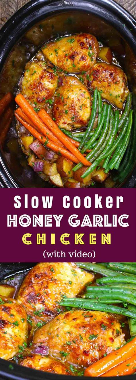 Slow Cooker Honey Garlic Chicken Recipe With Video Tipbuzz