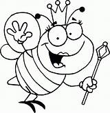 Bee Queen Pages Cartoon Bumble Library Clipart Coloring Colouring sketch template