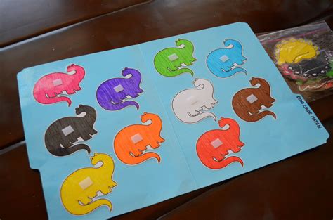 file folder game   kids dinosaur color match