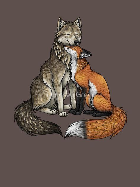 Wolf And Fox By Lyndseygreen Cute Wolf Drawings Fox Painting