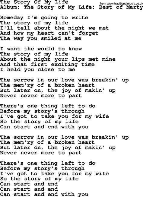 story   life  marty robbins lyrics