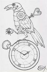 Clockwork Coloring Raven Clock Wip Tardis Konstritningar sketch template