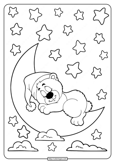 sleeping bear   moon coloring pages