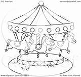 Carousel Coloring Outline Pages Illustration Carnival Royalty Clip Rides Bnp Studio Rf Clipart Background Print 2021 sketch template