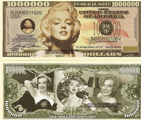 Marilyn Monroe Norma Jeane Mortenson Dollar Bills X 4