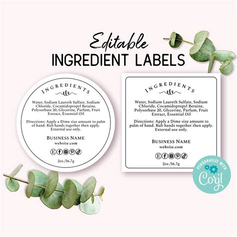 ingredient label template custom product packaging sticker etsy mexico