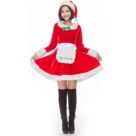 New Female Sexy Cute Red Christmas Dress Cosplay Disfraces Occident