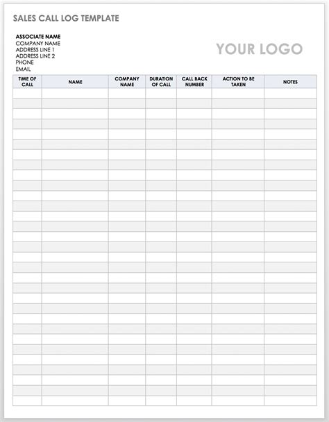 client call log templates smartsheet