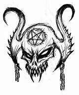 Skull Drawings Satanic Demon Drawing Satan Mark Devil Deviantart Patten Skulls Head Draw Tattoo Scary Badass Dark Sketches Clip Cool sketch template