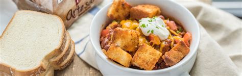chili and zesty croutons recipe sara lee® bread