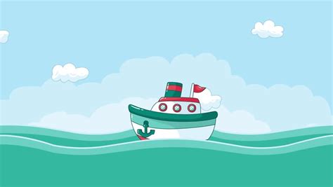 Cartoon Boat Ship Animation On Stock Footage Video 100