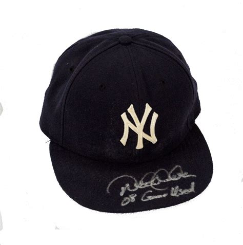 lot detail derek jeter  game worn  signed  york yankees hat