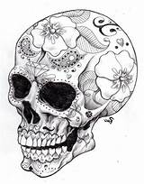 Skull Skulls Adults Teschio Calaveras Messicano Caveira Tatuaggio Tatuaggi Mandala Lapiz Mexicana Mexicanas Caveiras Dibujar Doodle Stylized Calavera Coloringpages Coloringhome sketch template