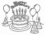 Balloons Birthday Coloring Pages Happy Pointed Cake Color Getcolorings sketch template