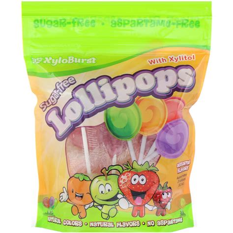 xyloburst sugar  lollipops  xylitol assorted flavors approximately  lollipops
