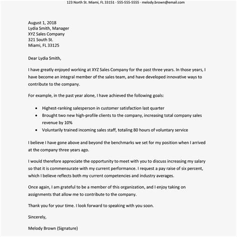 sample letter requesting  pay raise intended  request  raise