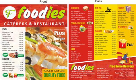 size menu card food menu design hotel menu menu design