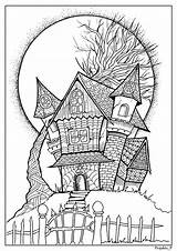 Coloring Halloween Haunted House Pages Adult Printable Colouring Book Choose Board Cute sketch template