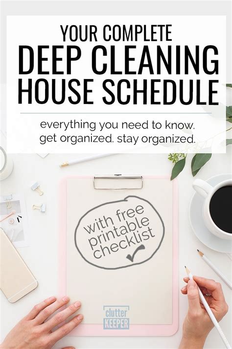 deep cleaning house schedule  printable checklist clutter keeper