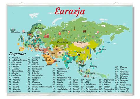 ciekawy plakat mapa eurazji europa azja panstwa  allegropl