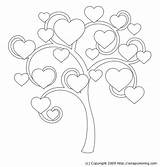 Tree Heart Hearts Coloring Leaves Pages Visit Patterns Draw Rose sketch template