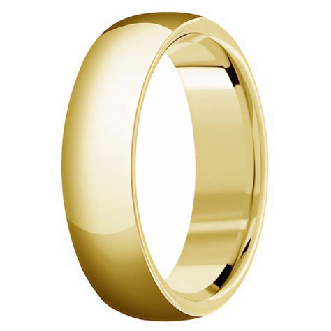 Plain Domed Wedding Band 14k Gold Polished Comfort Ring