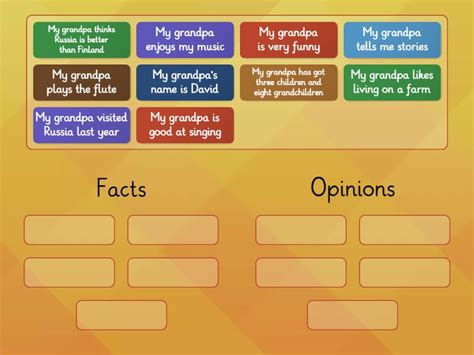 facts or opinions clare s grandpa group sort