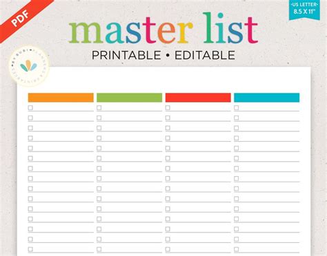 printable to do list editable checklist template master