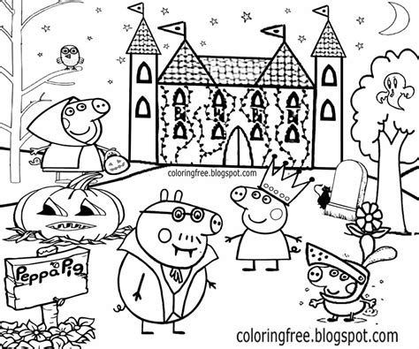 peppa pig halloween coloring pages home inspiration  ideas