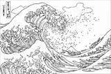 Coloring Pages Tsunami Hokusai Kanagawa Japanese Woodblock Wave Vague Coloriage La Great Grande Off Famous Kangawa Artist Ukiyo Color Masterpieces sketch template