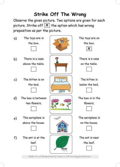 grade  english worksheets prepositions keypractice workbooks