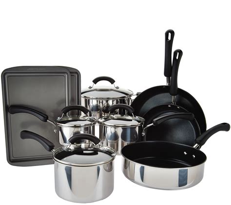 cooks essentials  piece stainless steel cookware set page  qvccom